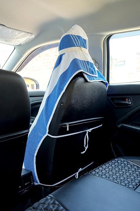 Image of Car Seat Towel Cover, Universal Size 76x152 cm, Soft and Comfortable Seat Protector for All Cars, Single Pack of 1 (1, Blue line, 30x60inc.)
