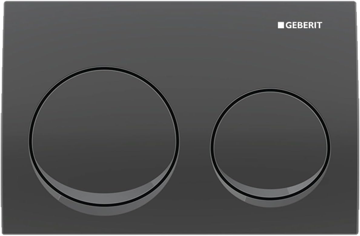 Geberit Flush Plate | Round | Alpha 20 series | 115.040.QC.3 | 2 years warranty | Front Actuation Dual Push Plate for Geberit Concealed Tank | Compatible with Concealed Flush Tank (Black Chrome)