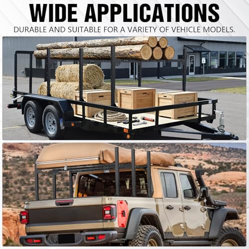 Image of Adjustable Ladder Bed Racks Compatible with Tacoma /Silverado /Sierra /Ram /Tundra /Titan /Frontier /Colorado /Canyon /JT /Ford F-150 / Ranger /Maverick, Extendable Heavy Duty Steel Cargo Rack