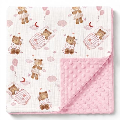 Image of GLLQUEN BABY Muslin Baby Blankets for Girls, 2-Layer Toddler Blanket