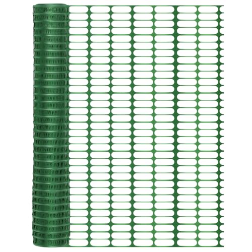Fiqops Begrenzungszaun,1x50m Mobiler Hundezaun ,Steckzaun für Hunde Geschnitten Werden,Geflügelzaun für Hühner und Haustiere, Hundezaun Garten aus HDPE,Zaun für Hunde Grün