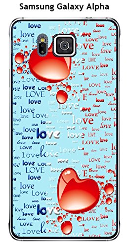 Coque Samsung Galaxy Alpha design 2 Coeurs, Love bleu, blanc & rouge