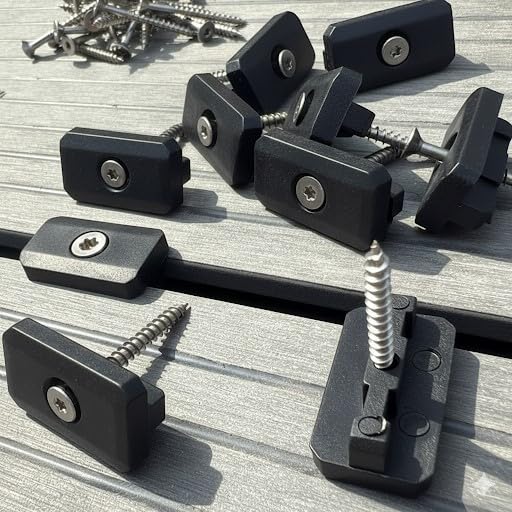 WPC Clips Befestigung Klammern Terrassendielen Montageclip 5mm Inkl. Schrauben + 20 Endclips kostenlos + 1 Bit (200)