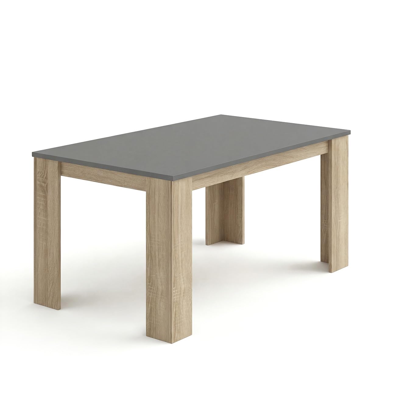 duehome | Mesa de Comedor, Mesa Fija, Modelo Naya, Acabado en Roble Canadian y Grafito, Medidas: 140 cm (Largo) x 80 cm (Ancho) x 75 cm (Alto)