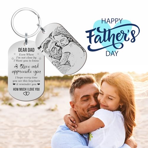 Image of Father's Day Gifts, Dad Birthday Gifts from Daughter Personalised Daddy Photo Keyring - The Moment You Became My Daddy | Personalised New Born Baby Gift