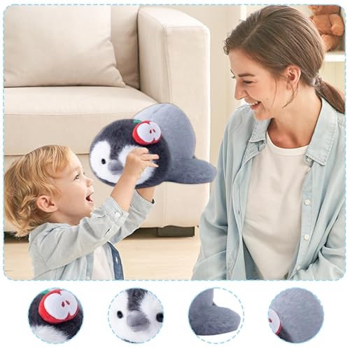 Peluche pingouin en position allongée apaisante et douce - 2