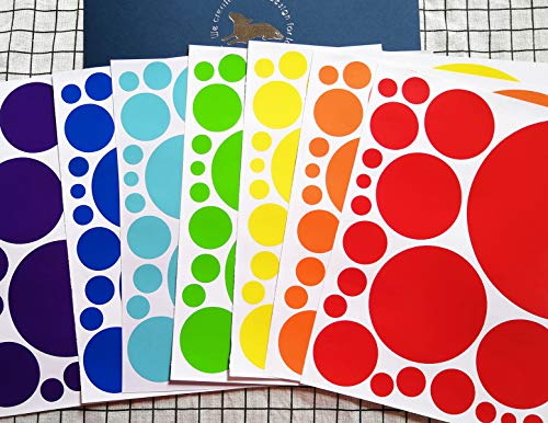 Mozamy Creative Dots Wall Decals (175 Count) Primary Colors Dots Decals Rainbow Colors Polka Dot Decor Kids Wall Decals Classroom Wall Decals Playroom Wall Decor #TOP6