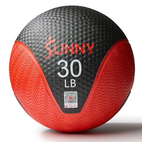 Image of Sunny Health & Fitness 10 LB Medicine Ball with Premium Dual Textured Grip | 4-30LB Weighted Rubber Medicine Ball, Bouncing Wall Ball, Slam Ball Workouts, Throws Squats Core Strength Training