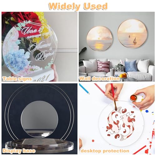 Image of 4PCS 12 Inch Round Plexiglass Sheet 1 /4 inch Thick, Clear Acrylic Circle Round Cake Disc Acrylic Sheet, 12 Inch Acrylic Disc for Disk Table Top, Backdrops, Signage, DIY Crafts, Printing, Art Craft