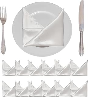 ACEWIS Satin Dinner Napkins 20"x20",12 Pcs, Premium and Elegant Silk Napkins for Parties, Wedding, Thanksgiving ,Valentin...