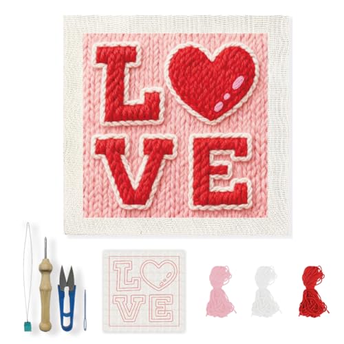Kit aiguilles à broder rouges avec cadre carré pour broderie nette