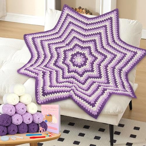 Image of Katech Crochet Kit for Beginners,Crochet Blanket Kits for Adults Learn to Crocheting Blanket Kit