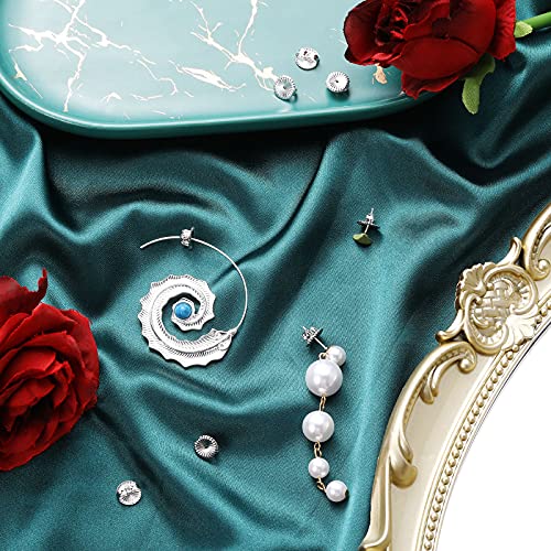 8 Pieces Earring Backs For Droopy Ears Large Earring Backs For Studs Replacement Secure Earring Lifters For Heavy Earring (Silver,9 Mm) #TOP6