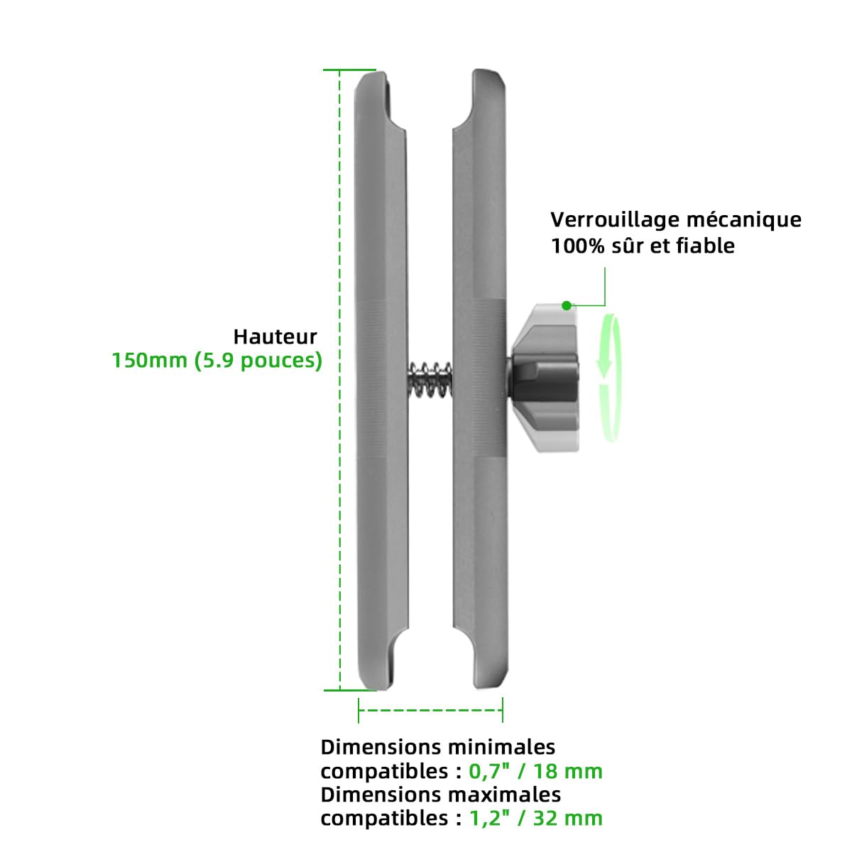 FANAUE support d'extension pour double prise avec bras en alliage d'aluminium, compatible avec les adaptateurs RAM Mounts taille B/à bille de un pouce. Longueur du bras : 150mm (DA-150)