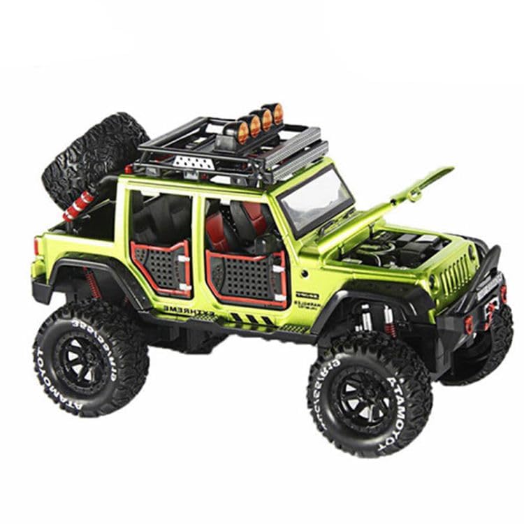 Image of Metal Car Toy for Kids - 1:24 Scale 4x4 Alloy Diecast for Boys | Openable Doors, Light & Engine Sound, High Speed Pull Back Action | Realistic Collectible Car