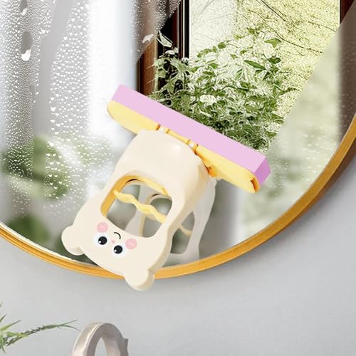 Image of Mini Foldable Sponge Mop - Portable Self-Squeeze Floor Cleaner for Home, Kitchen & Bathroom - Compact Wet & Dry Cleaning Supplies for Counters, Tiles & Small Spaces (Cartoon Cream)