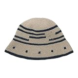 ベーシックエンチ Crochet Bucket Hat クロシェ バケットハット 帽子 折りたたみ 手洗い 洗える ニット 配色 カジュアル オールシーズン レディース メンズ フリーサイズ ベージュ