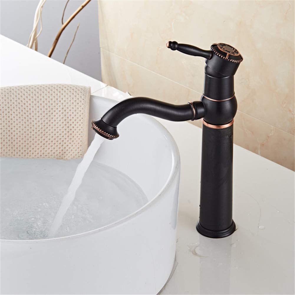 YAWEDABlack Bathroom Faucet Basin Tall Crane Water Basin Tap Bathroom Basin Mixer Tap with Hot and Cold Water Tap