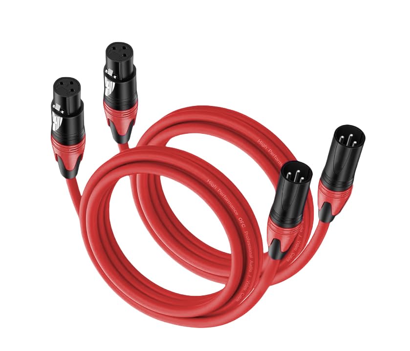 Câble de microphone équilibré XLR 2m rouge pour vos sessions d'enregistrement