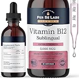 Per Se Labs Vitamin B12 Liquid - Extra Powerful Sublingual B12 Vitamins 5000 mcg 30 Servings - Energy, Neuro & Cardiovascular Health - Vegan B12 Vitamins - Methylcobalamin B12 Liquid Vitamin Drops