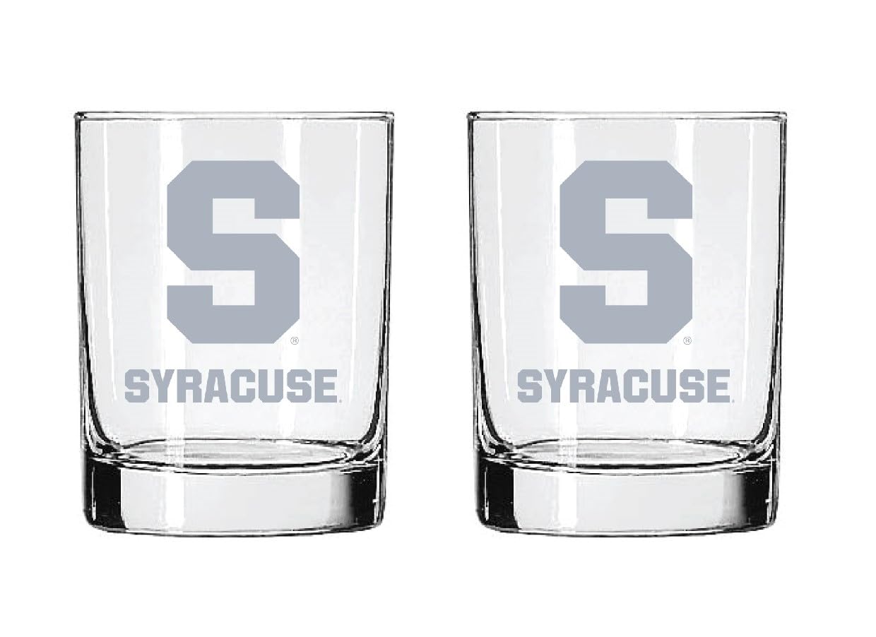 Syracuse Orange 2-Sided Satin Finish Rock Glass Set of 2 14oz