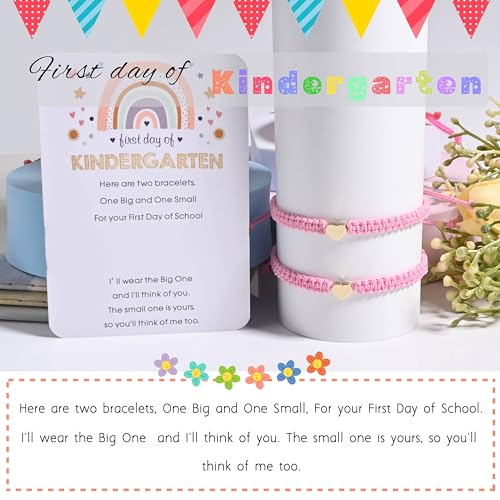 First Day Of Kindergarten Pre K School Mommy And Me Bracelets Gifts, Back To School String Matching Bracelet Set For Mom Daughter Son3