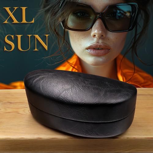 Image of MyEyeglassCase - Large Sunglasses Case - Glasses Holder with Pouch & Cloth - Eyeglass Hard shell Medium - Extra Large frames