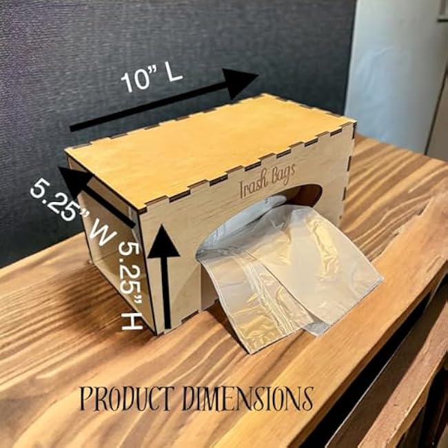 Bamboo Trash Bag Dispenser for Kitchen Storage and Organization, Decorative Trash Bag Holder and Organizer