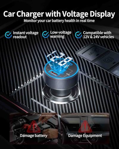 130W Car Charger with Voltage Display
