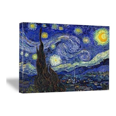 Wieco Art-Van Gogh Starry Night Reproduction Modern Canvas Prints Artwork for Home Office Decorations Cover