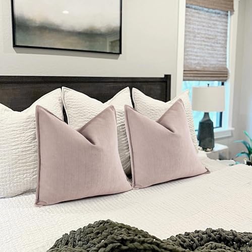 ZWJD Dusty Pink 12x20 Pillow Covers Set of 2 Chenille Throw Pillow Covers with Elegant Design Soft and Luxurious Decorative Throw Pillows for Couch, Bed, and Home Decor