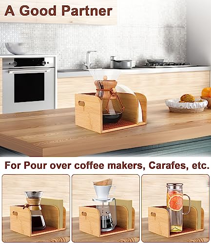 Bamboo Caddy with Lid & Heatproof Trivets Mat for Chemex CoffeeMakers - Designed for Chemex Pour - Over Glass Coffeemaker(3/5/6/8/10Cup), for Bodum Pour Over Coffee makers(4/8Cup) - Image 6