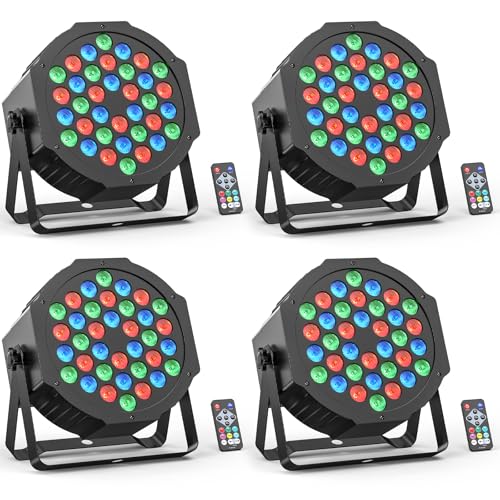 36LED Stage Lights RGB Par Light DMX Lighting Stage Uplights for Events Music Dances Shows Party Wedding Church School Christmas Club (4 Packs)