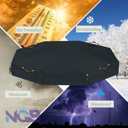 Image of Octagonal Sandbox Cover, Windproof and Dustproof with Adjustable Hook and Loop for Stabilization, 420D Waterproof Oxford Fabric, Protect Outdoor Garden Kids Sandbox Sand and Toys (Black, 84 inchX78 inchX9 inch