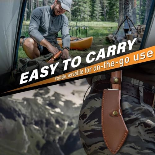 MEN WITH THE POT Meat Cleaver Knife, Hand Forged Ultra Sharp Stainless Steel Butcher Knife with Sheath, Multipurpose Chef Knife for Kitchen Outdoor Cooking Camping BBQ, Gift for Man Women by MEN WITH THE POT - Used condition - Image 6