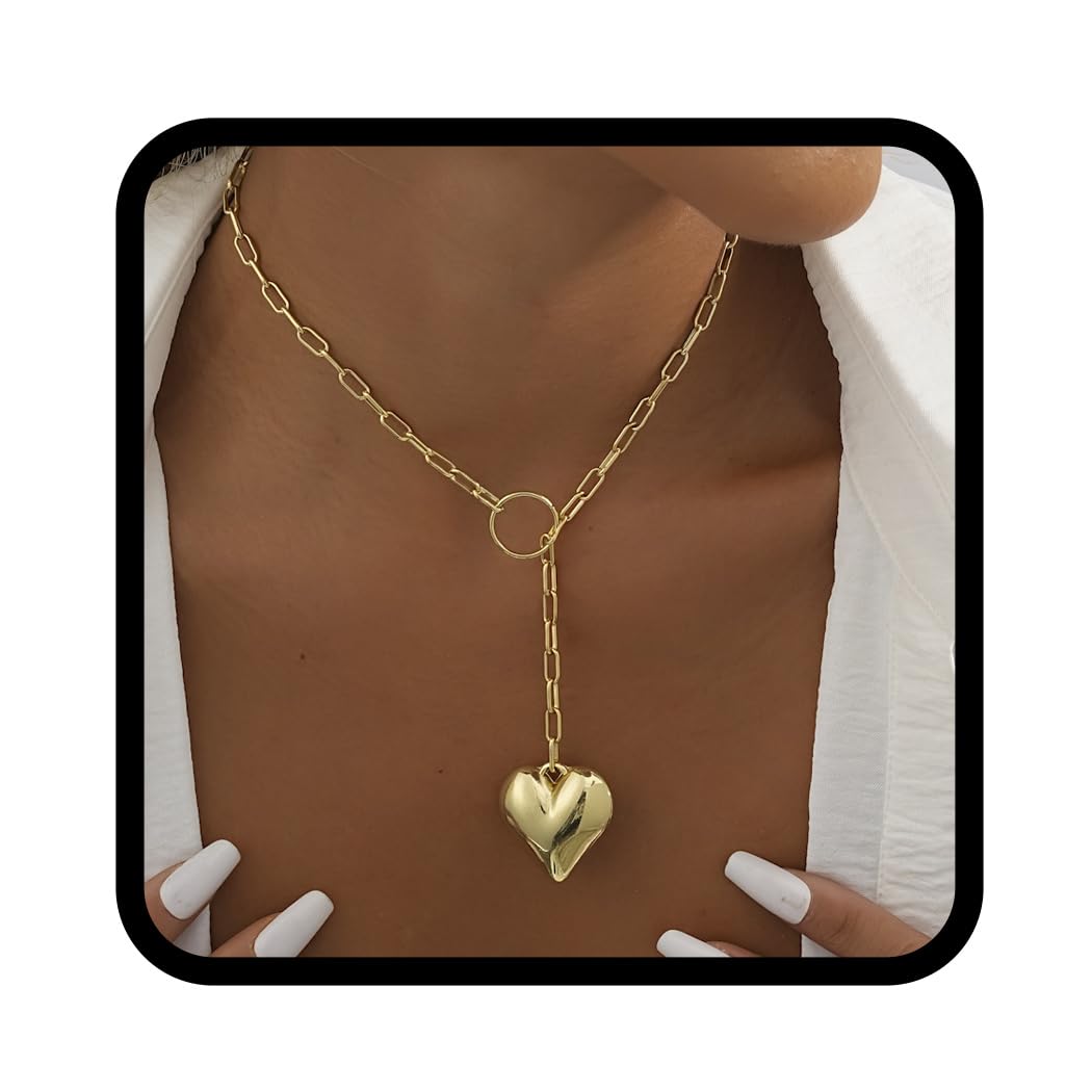 Handcess Collar bohemio con colgante de corazón dorado, gargantilla de playa para mujeres y niñas, sin talla, Corazón