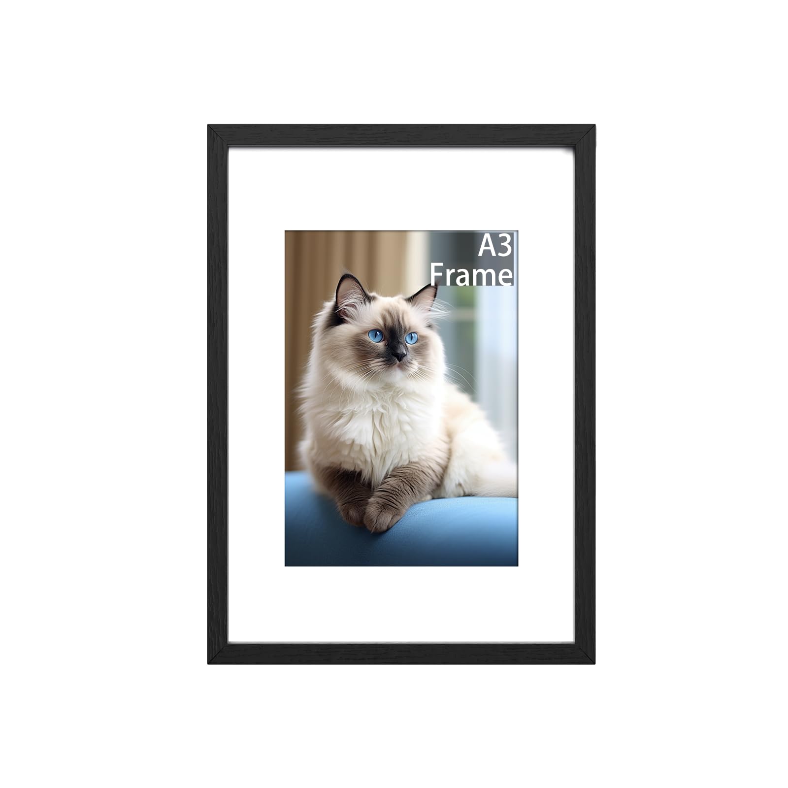 RUN HELIX A3 Picture Frame, A3 Frame 42 x 29.7cm Black A3 Photo Poster Frame with a4 Mount Wall Mounting — image 1