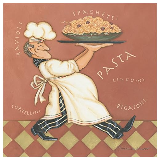 Pasta Chef 12x12 Kitchen Poster Spaghetti Ravioli Art Print