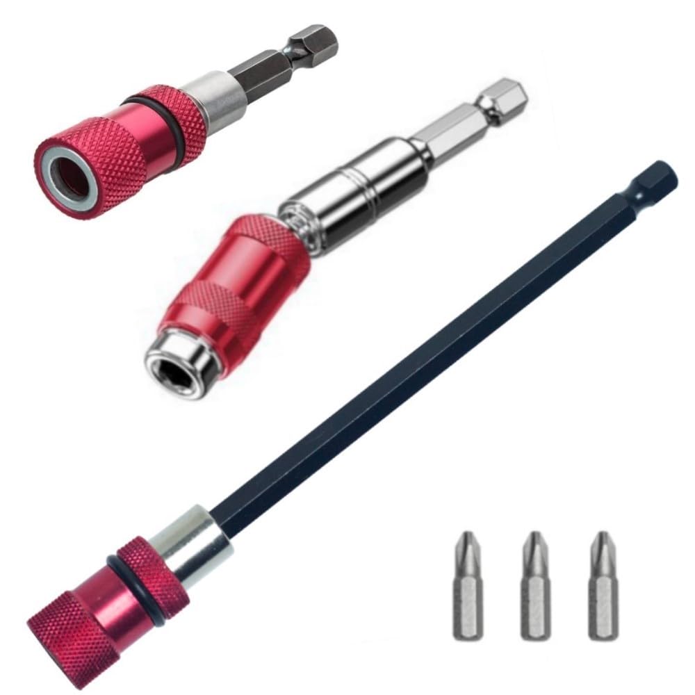 16-tlg. Bithalter Set Magnetisch - 1/4" Sechskant Mit Mini-Ratsche - Für Akkuschrauber & Bohrmaschinen