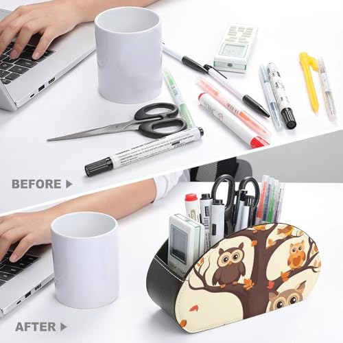 Idée cadeau déco avec ce support télécommande imprimé hiboux et arbre à café
