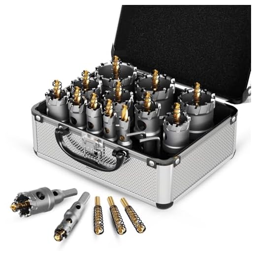 GSTK Upgrade Heavy Duty Carbide Hole Saw 14 Pcs,Metal Steel Hole Saw Drill Bit,TCT Hole Cutter,Alloy Hardness Upgrade, with 2*Extra Titanium Plated Pilot Center Drill and 2*L-Wrench
