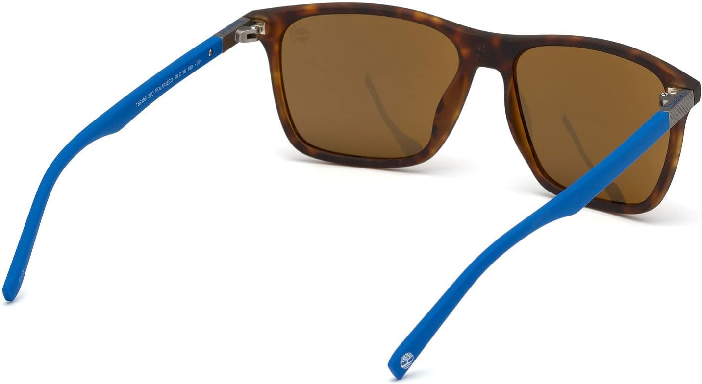 Sunglasses Timberland TB 9198 52H Matte Havana Front With Blue Rubber Temples, B