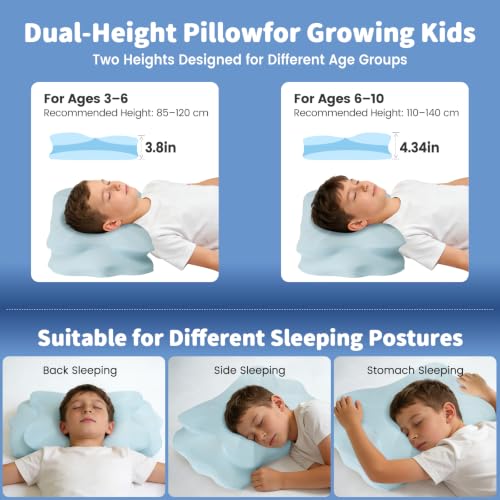 Image of 2026 New Toddler Pillow, Kids Cervical Pillow for Neck and Shoulder, Cooling Orthopedic Memory Foam Pillow,Ergonomic Neck Support Pillow for Side,Back and Stomach Sleepers,Odorless Aged 3-10 Years Old