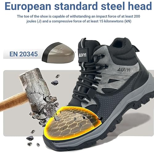 Steel Toe Work Boots for Men - Wide Toe Slip Resistant Safety Indestructible Boots with Breathable Mesh, Industrial Construction Shoes for Warehouse & Outdoor4