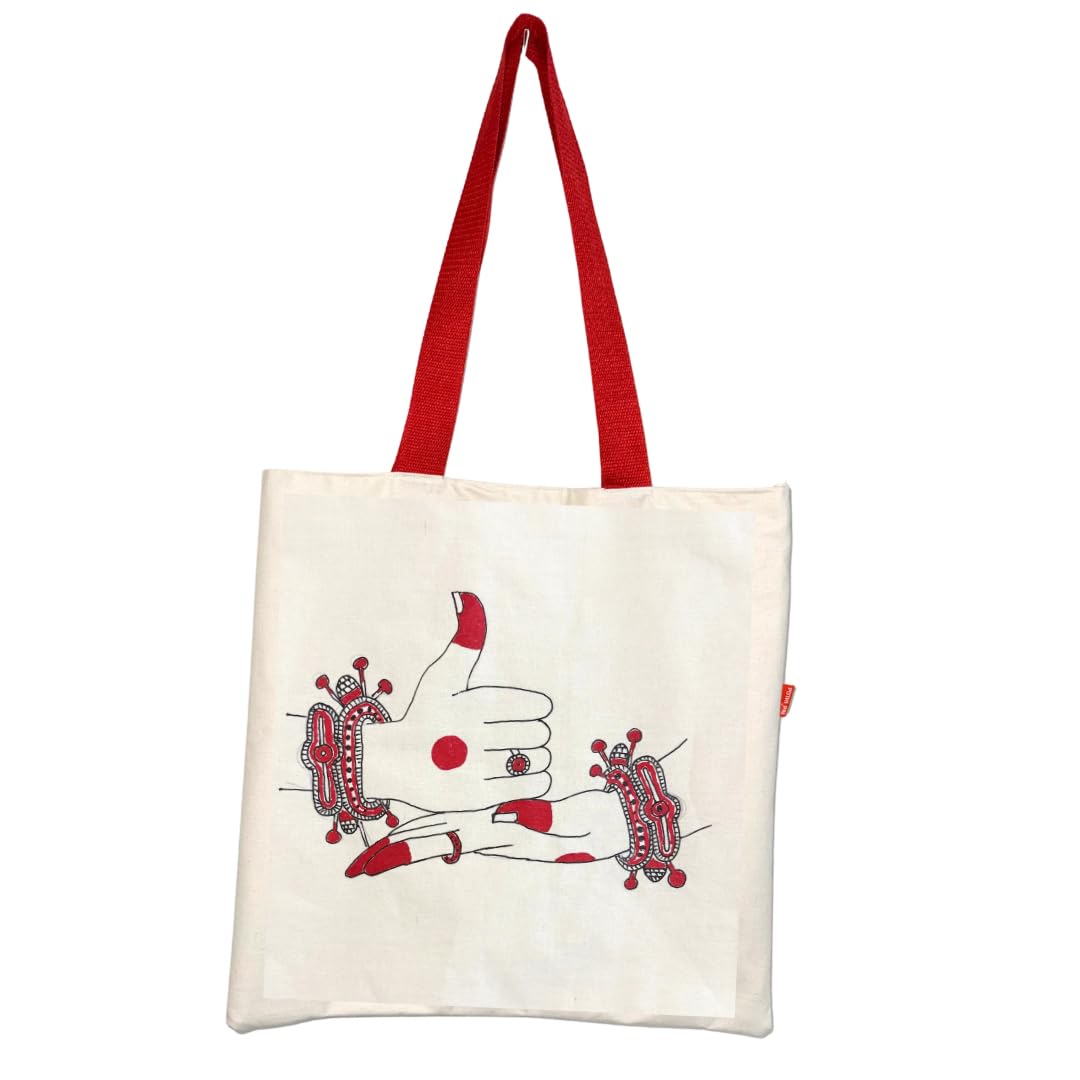 Handmade classical shiv muthra hand design Tote bag, Handpainted,-image-12