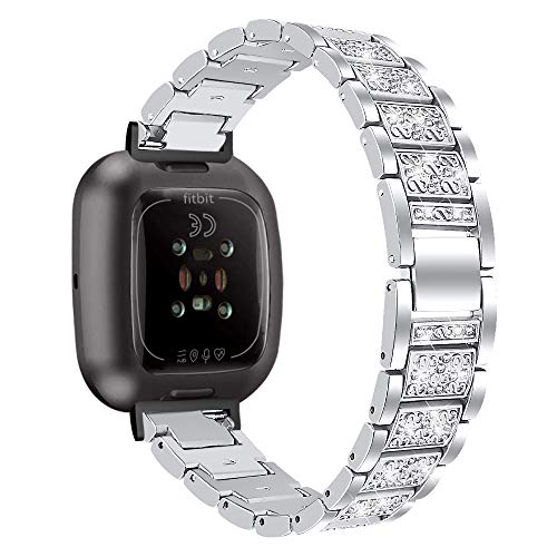 Correa metálica con brillantes para Fitbit Versa 4 Sense 2 miniatura 3