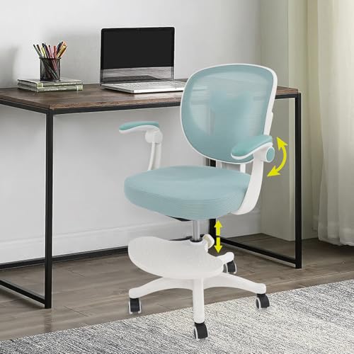 Silla de escritorio para niños a partir de 6 años, ajustable en altura, ergonómica, con reposabrazos, respaldo y ruedas, para niños y niñas (verde) - imagen 4