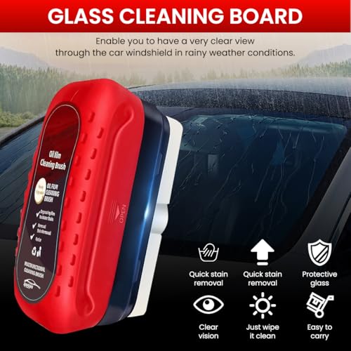 Image of STHIRA 2-in-1 Car Cleaning Brush with Sponge for Windshield Oil Film