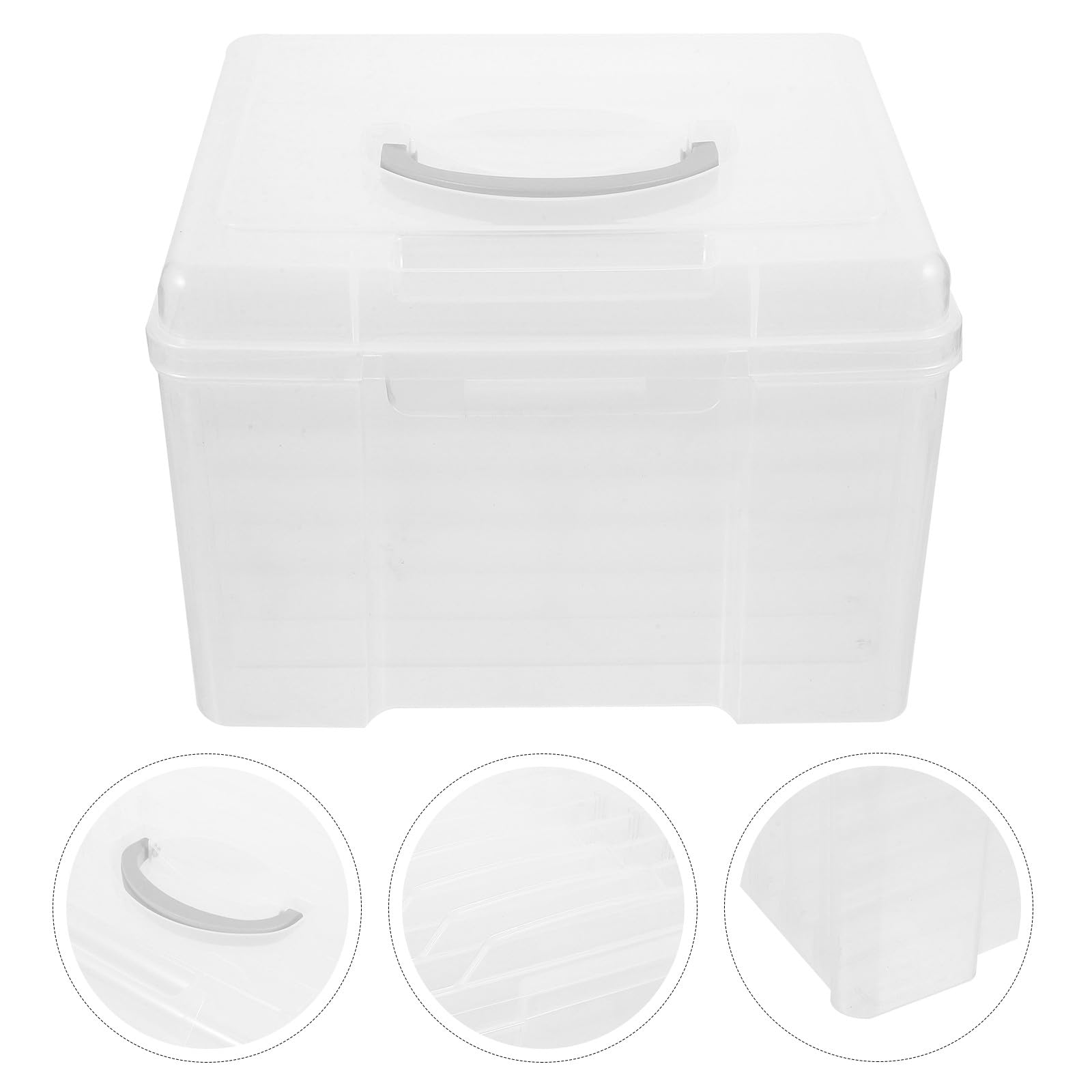 Supvox Tragbare Kunststoffbox mit 6 Fächern Durchsichtiger Organizer für Grußkarten und Fotoaufbewahrung Vielseitige Dokumentenbox für Büro und Zuhause