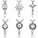 Produktbild Soleebee 6 Stück Retro 87cm Silberkette ID Kartenhalter Lanyards Halskette mit Click-Button Verschluss Anhänger Passend für Schlüssel, ID Abzeichenhalter (Stil 2)